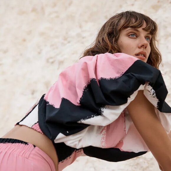 S/W/F Puff-Sleeve Cotton Crop Top-- NWOT Size XS - Picture 6 of 6